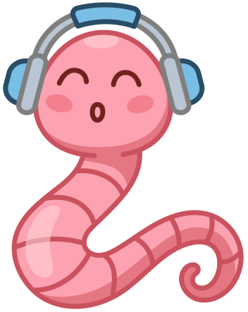 ein wurm mit kopfhoerer